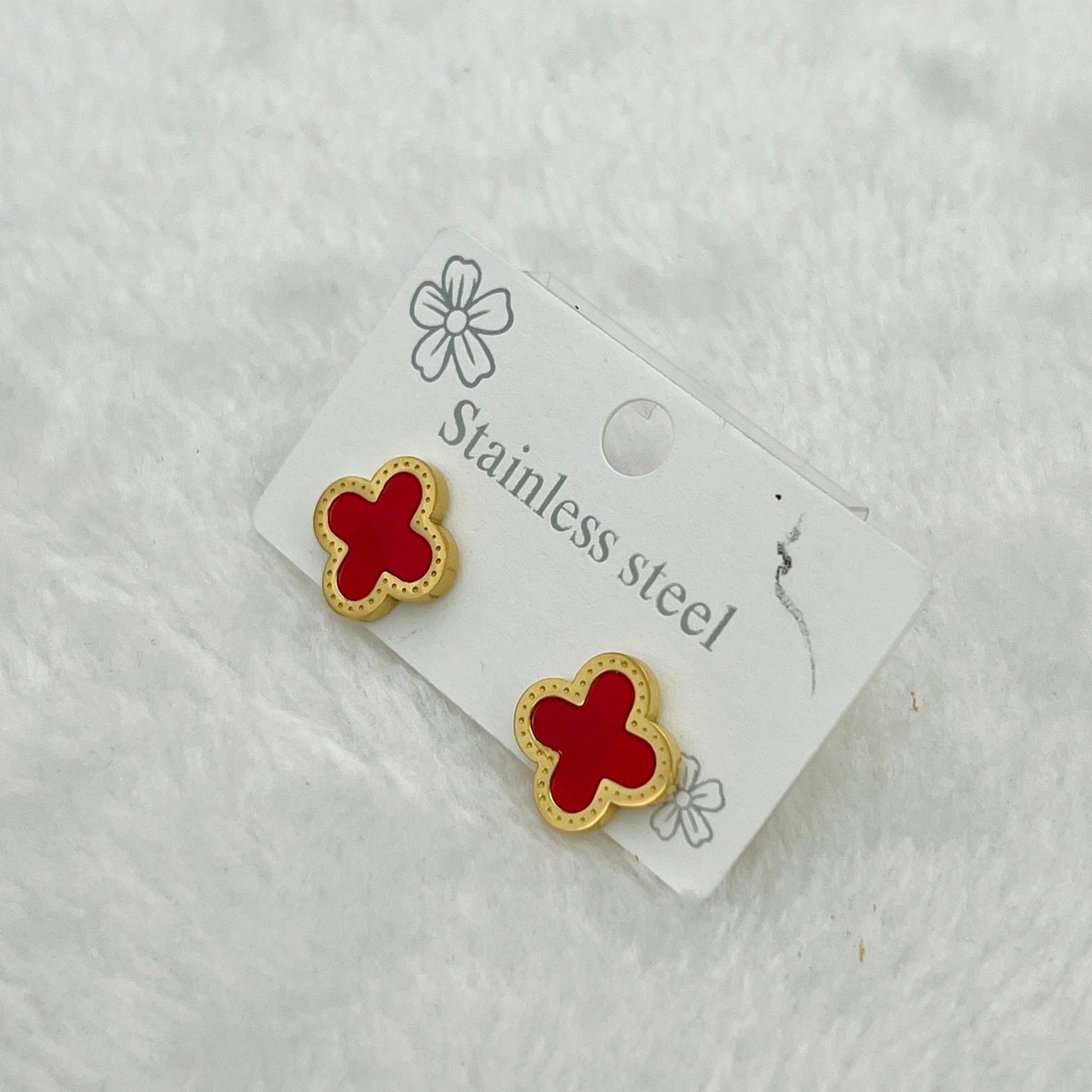 Earrings - Red & Gold Combination Stainless Steel